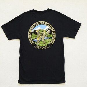 Backpacking Nature T-Shirt Size S Black North Carolina Yeti Outdoor Theme NEW